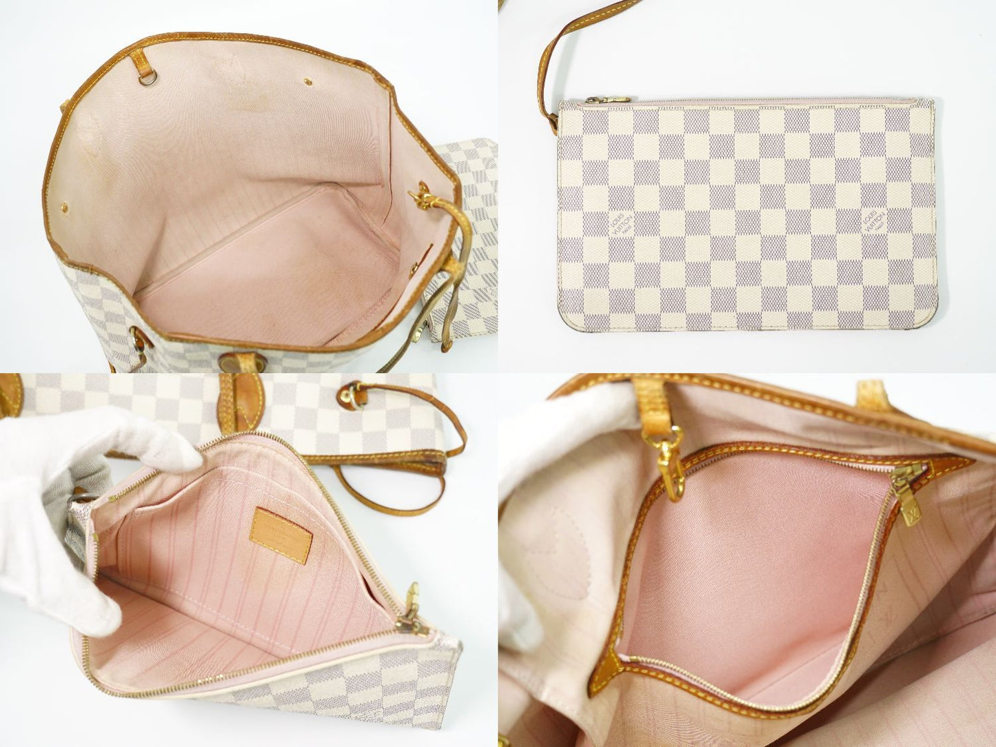 Louis Vuitton LV Neverfull Damier Azur Tote White Gray — view 8