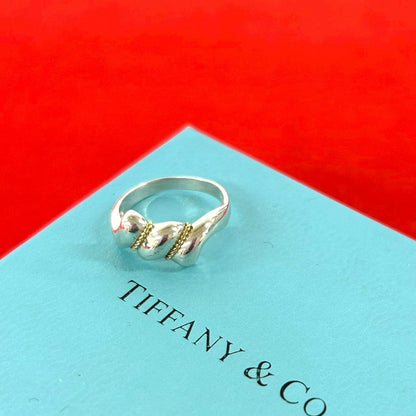 Tiffany & Co Vintage Twist Ring 925 Sterling Silver Gold