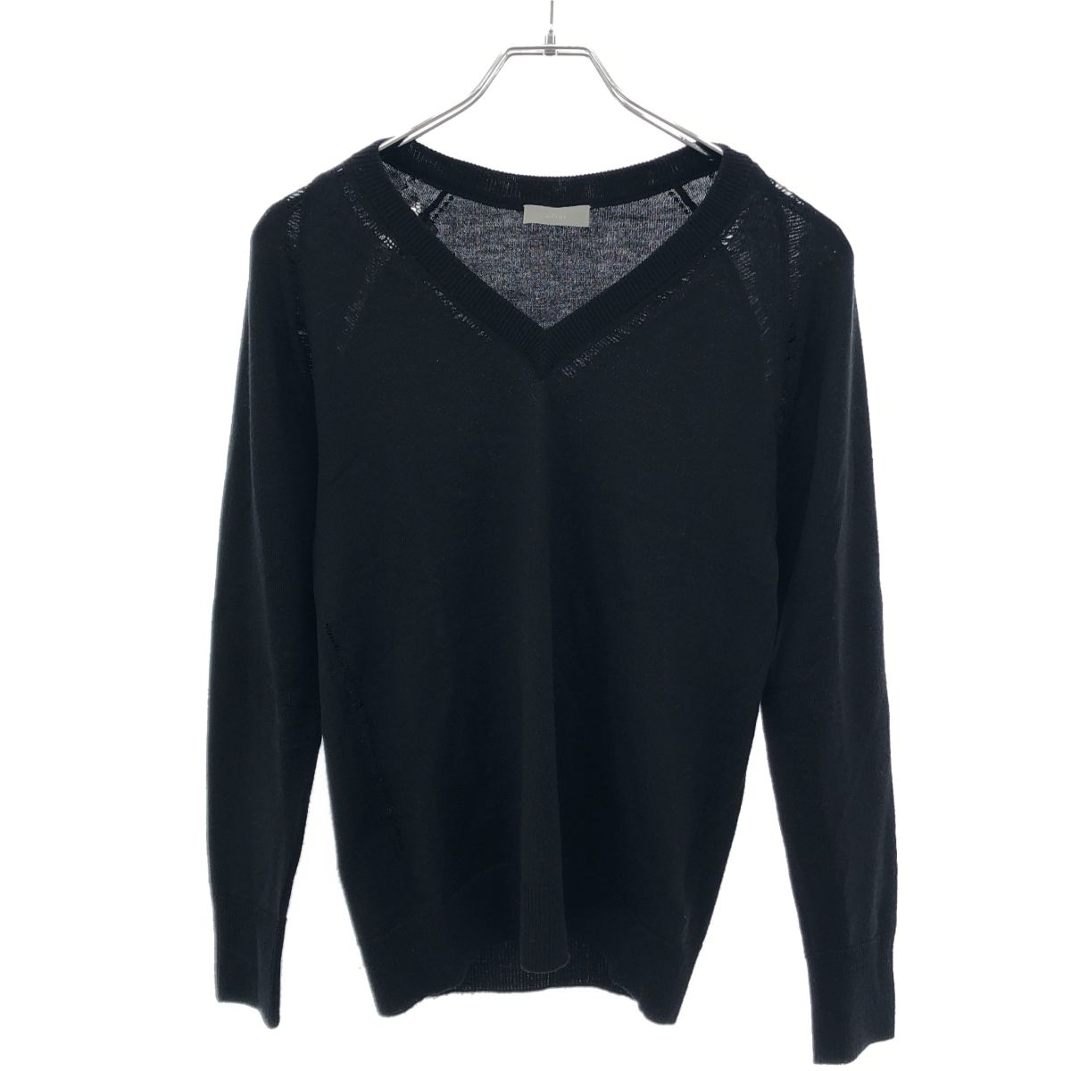 Dior Homme Distressed V-neck Knit Sweater Black