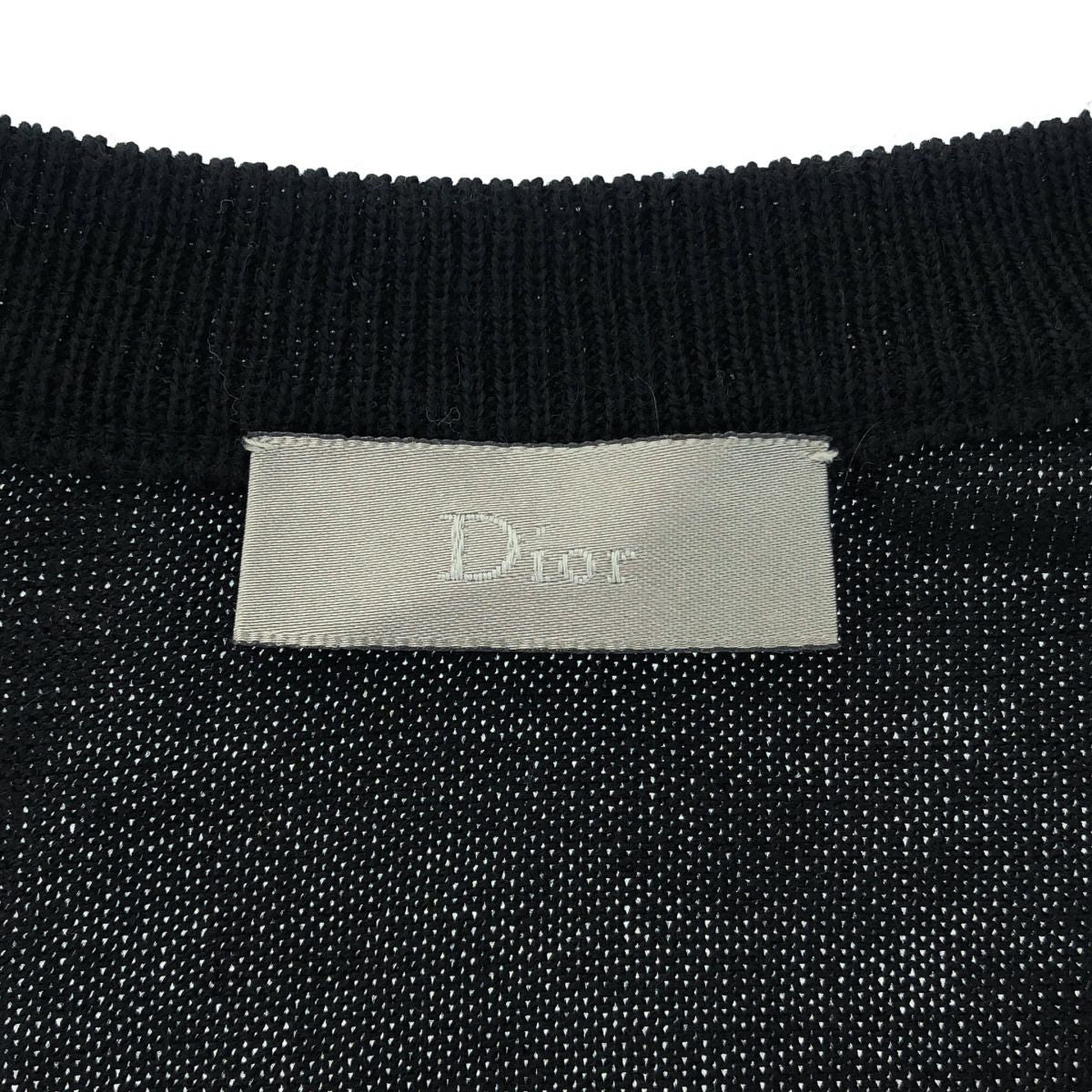 Dior Homme Distressed V-neck Knit Sweater Black — view 3