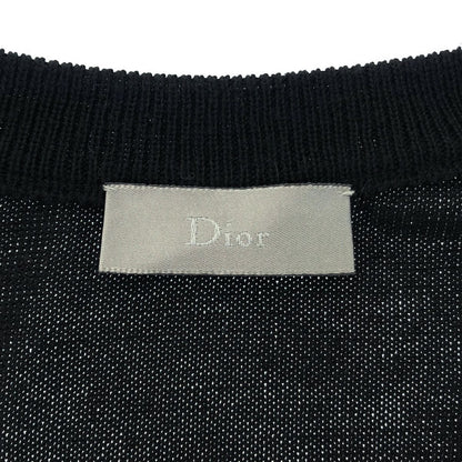 Dior Homme Distressed V-neck Knit Sweater Black — view 3