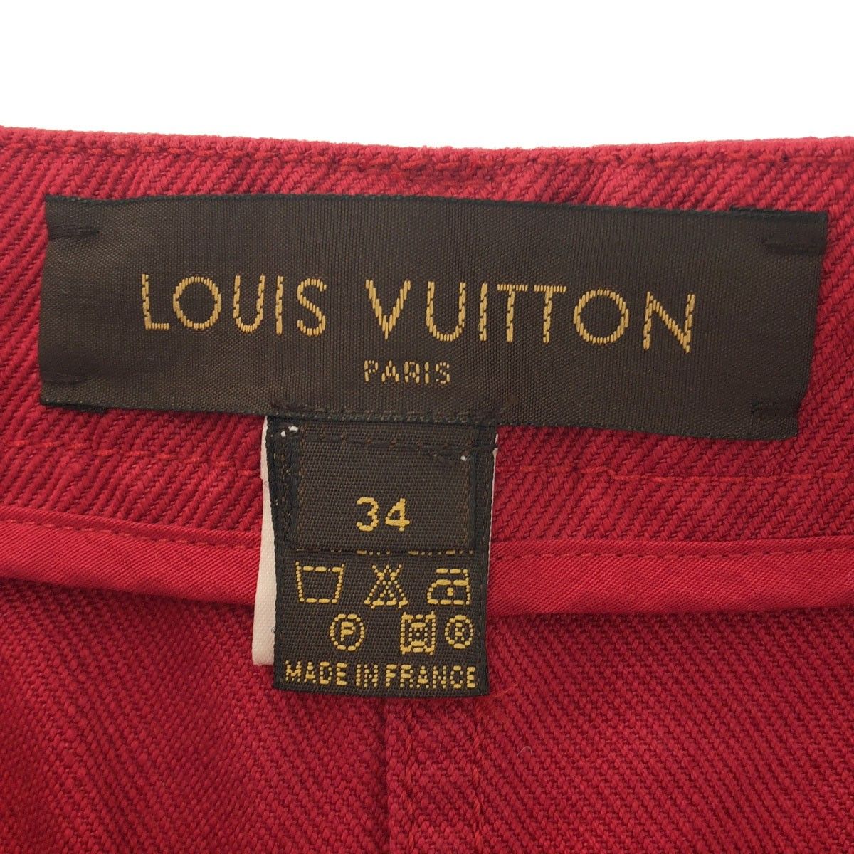 Louis Vuitton Flare Denim Skirt Red 34 — view 3