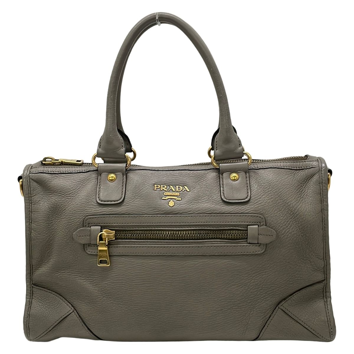 Prada Handbag Gray Leather