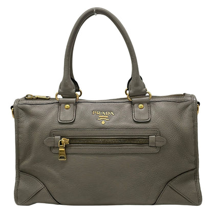 Prada Handbag Gray Leather