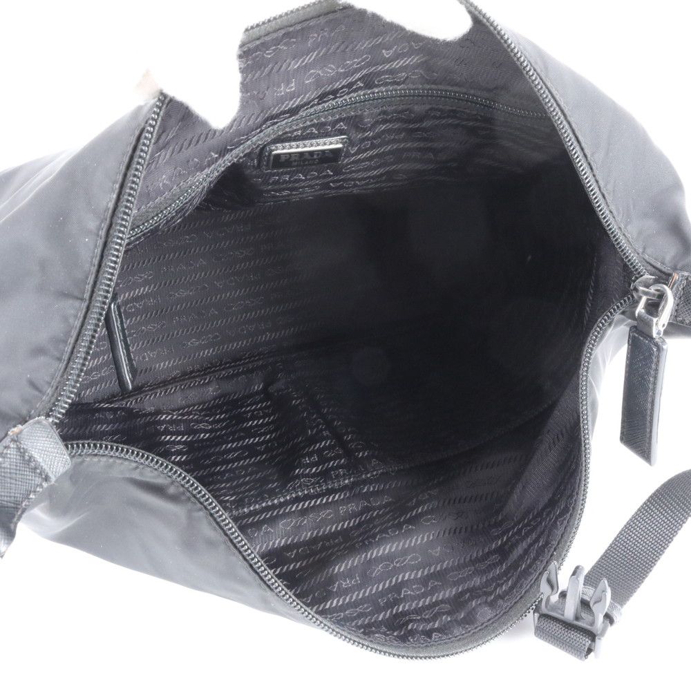 Prada Tessuto Nylon Triangle Logo Pouch Leather Handbag Tote — view 7