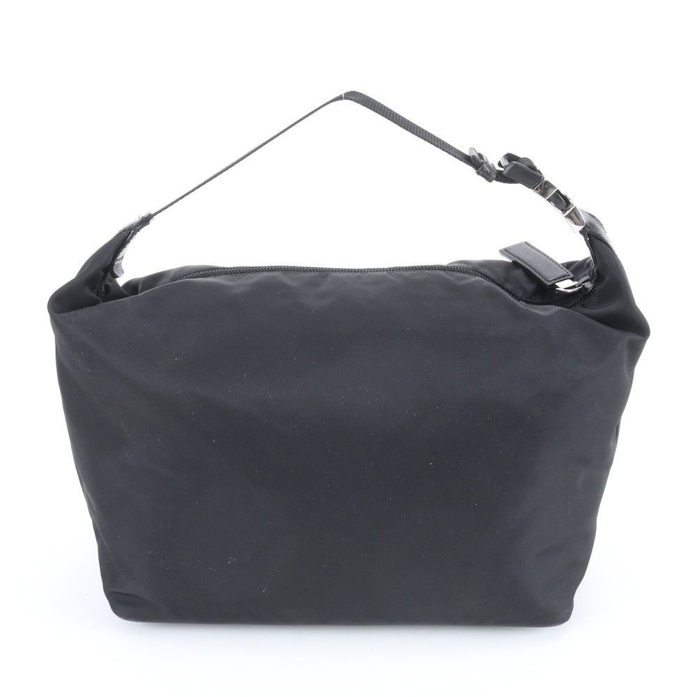 Prada Tessuto Nylon Triangle Logo Pouch Leather Handbag Tote — view 3