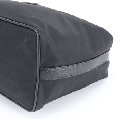 Prada Tessuto Nylon Triangle Logo Pouch Leather Handbag Tote — view 4