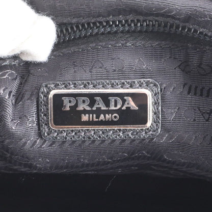 Prada Tessuto Nylon Triangle Logo Pouch Leather Handbag Tote — view 8