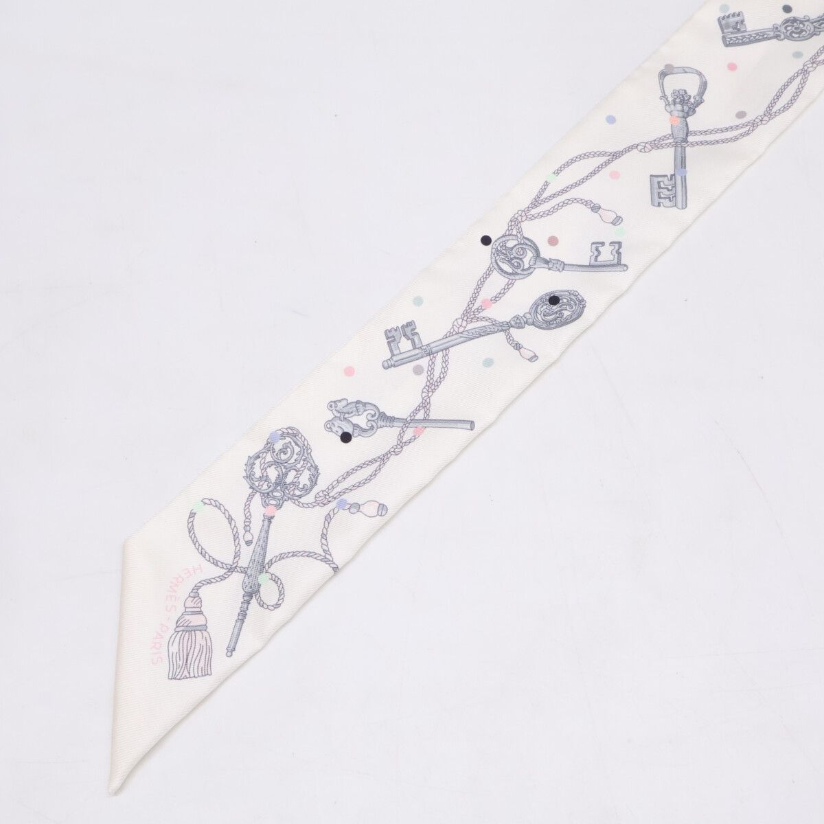 Hermes les Cles a Pois Key Motif Silk Twill Scarf — view 2