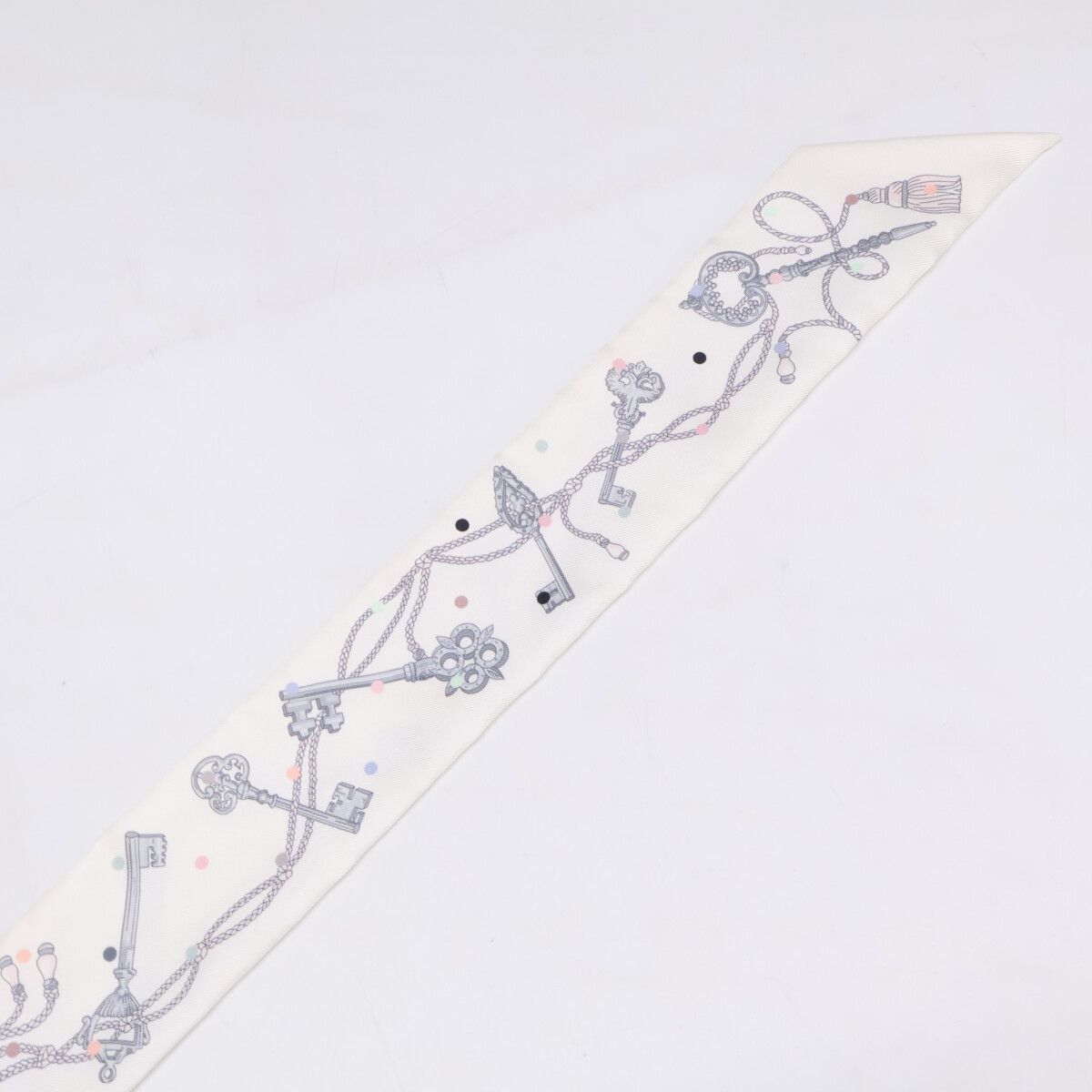 Hermes les Cles a Pois Key Motif Silk Twill Scarf — view 7