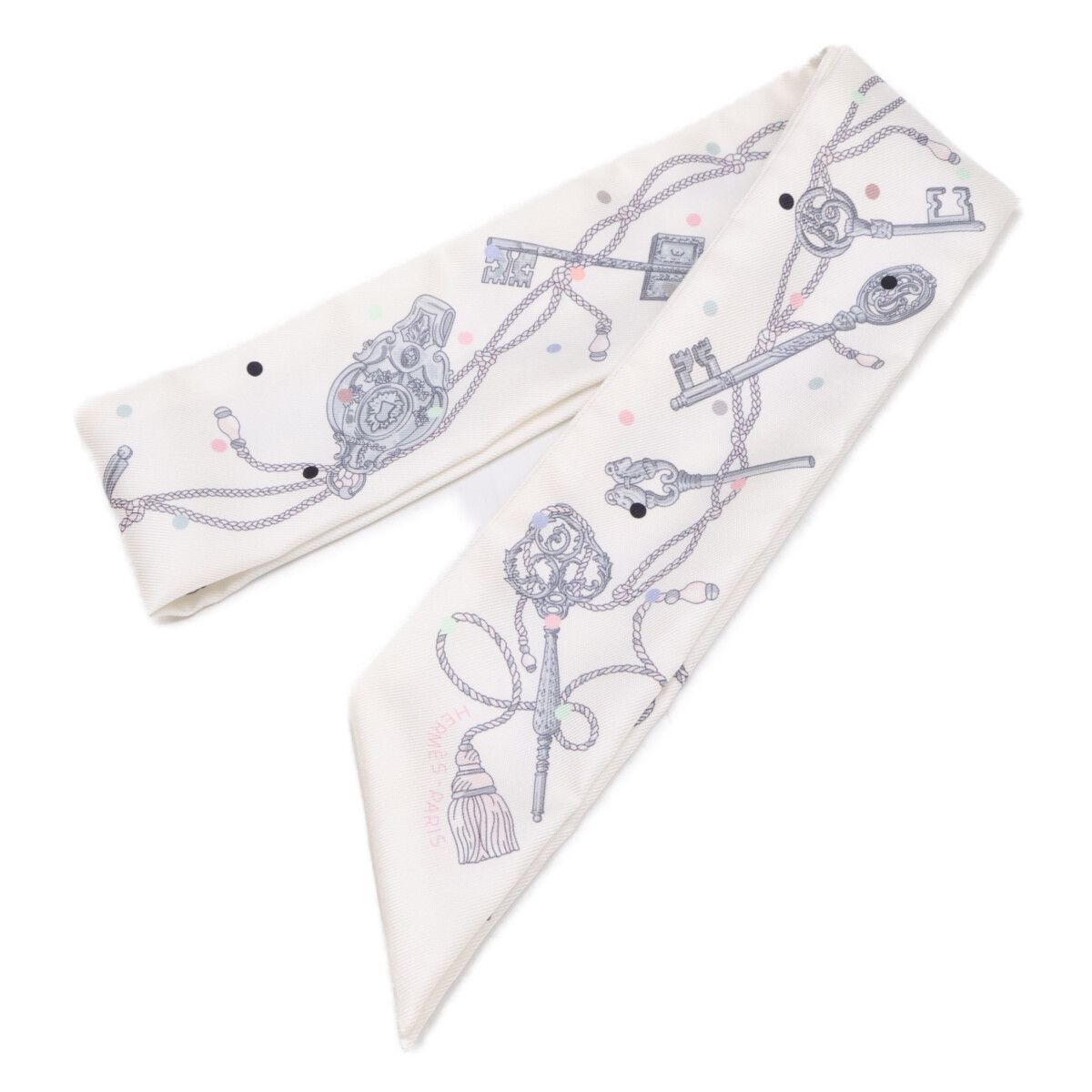 Hermes les Cles a Pois Key Motif Silk Twill Scarf