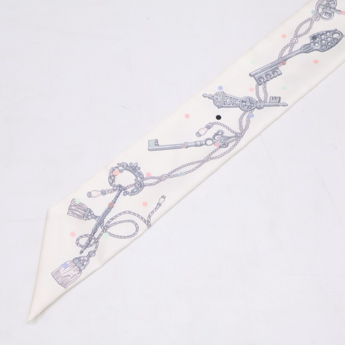 Hermes les Cles a Pois Key Motif Silk Twill Scarf — view 5