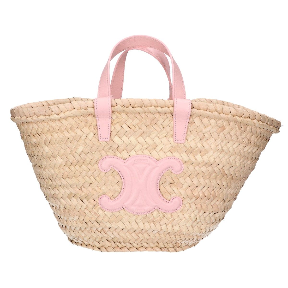 Celine T-n Triomphe Classic Palm Leaf & Calfskin 2-Way Basket