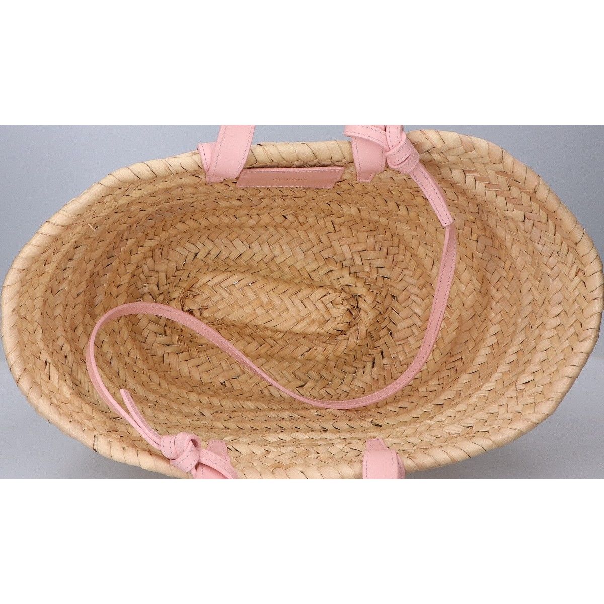 Celine T-n Triomphe Classic Palm Leaf & Calfskin 2-Way Basket — view 6