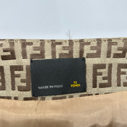 Fendi Beige Zucca Pattern Belt Jacquard Wrap Skirt 42 — view 3