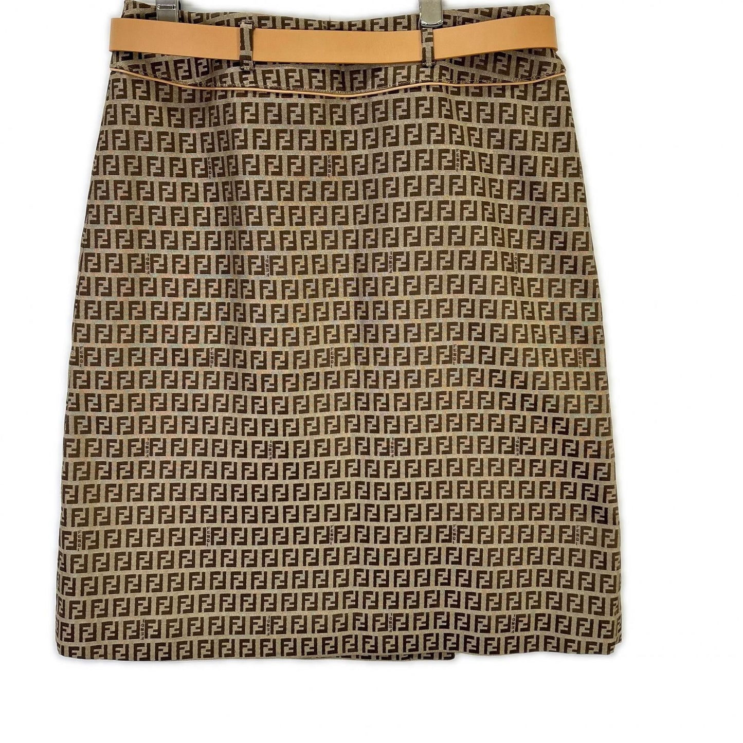 Fendi Beige Zucca Pattern Belt Jacquard Wrap Skirt 42 — view 2