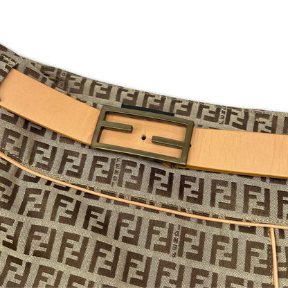 Fendi Beige Zucca Pattern Belt Jacquard Wrap Skirt 42 — view 4
