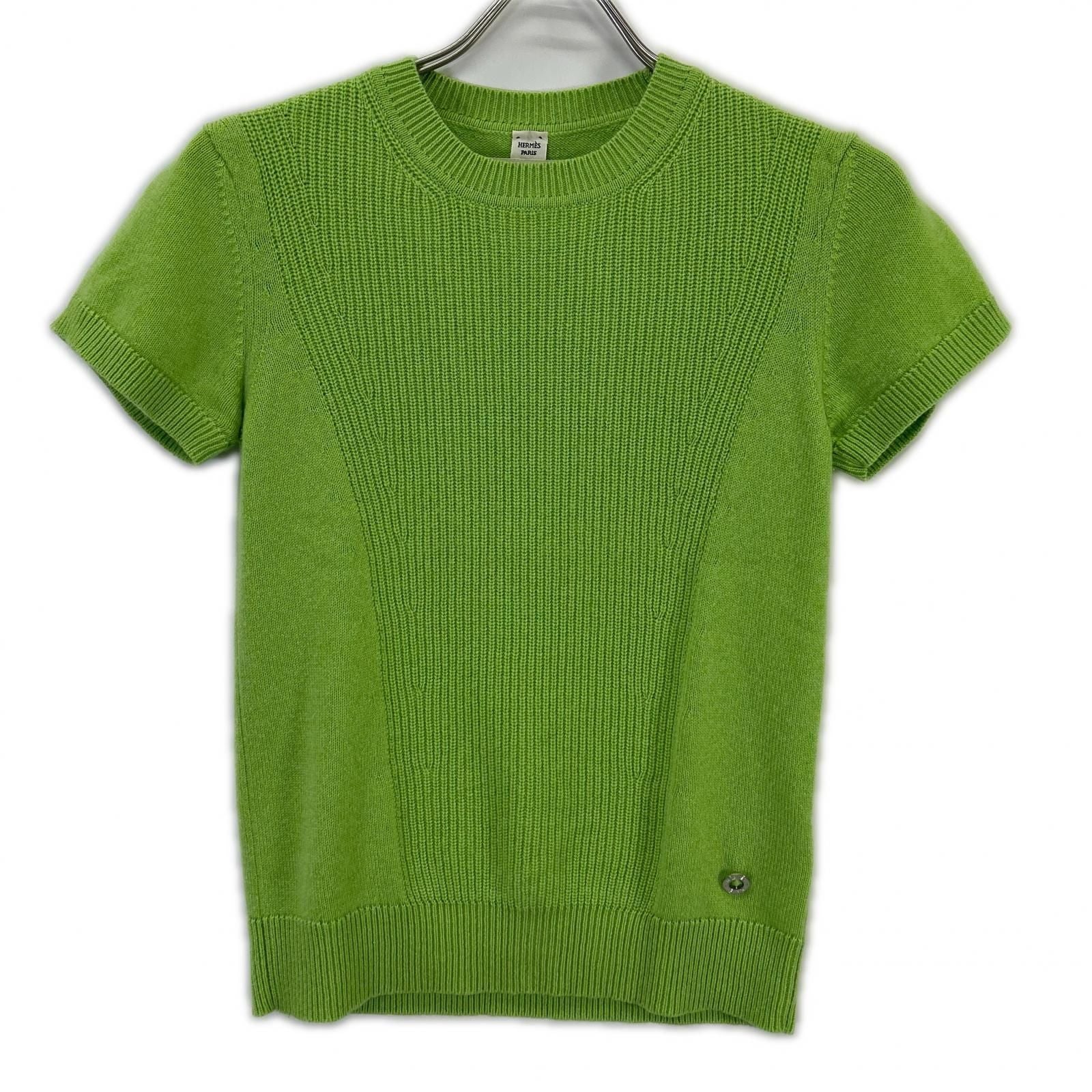 Hermes Cashmere Cotton Short Sleeve Knit Top 34 Sweater