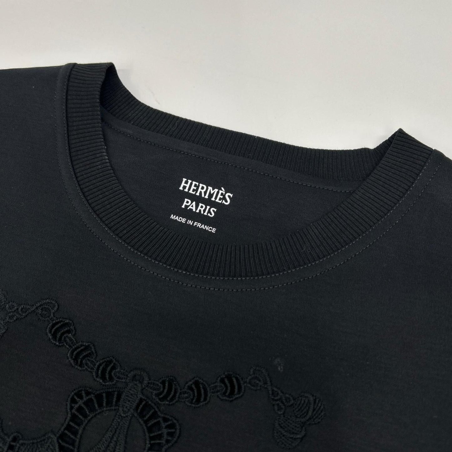 Hermes Black Lace Contrast Short Sleeve T-Shirt 36 — view 3