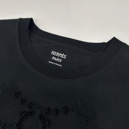 Hermes Black Lace Contrast Short Sleeve T-Shirt 36 — view 3