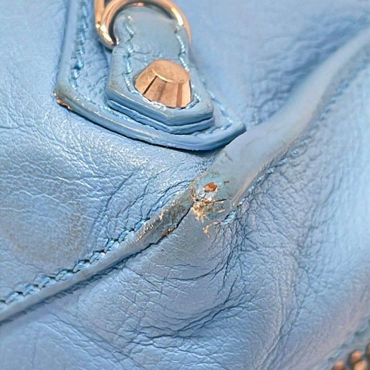 Balenciaga Tote Mini Paper Light Blue Leather — view 6