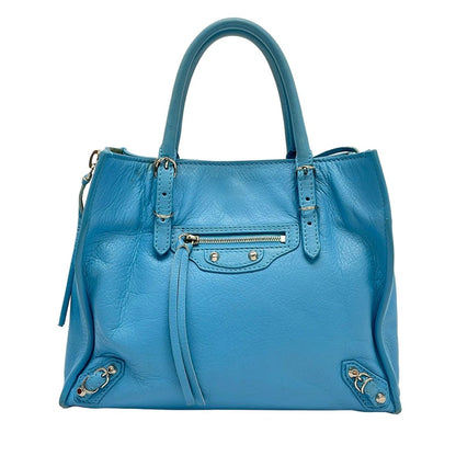 Balenciaga Tote Mini Paper Light Blue Leather