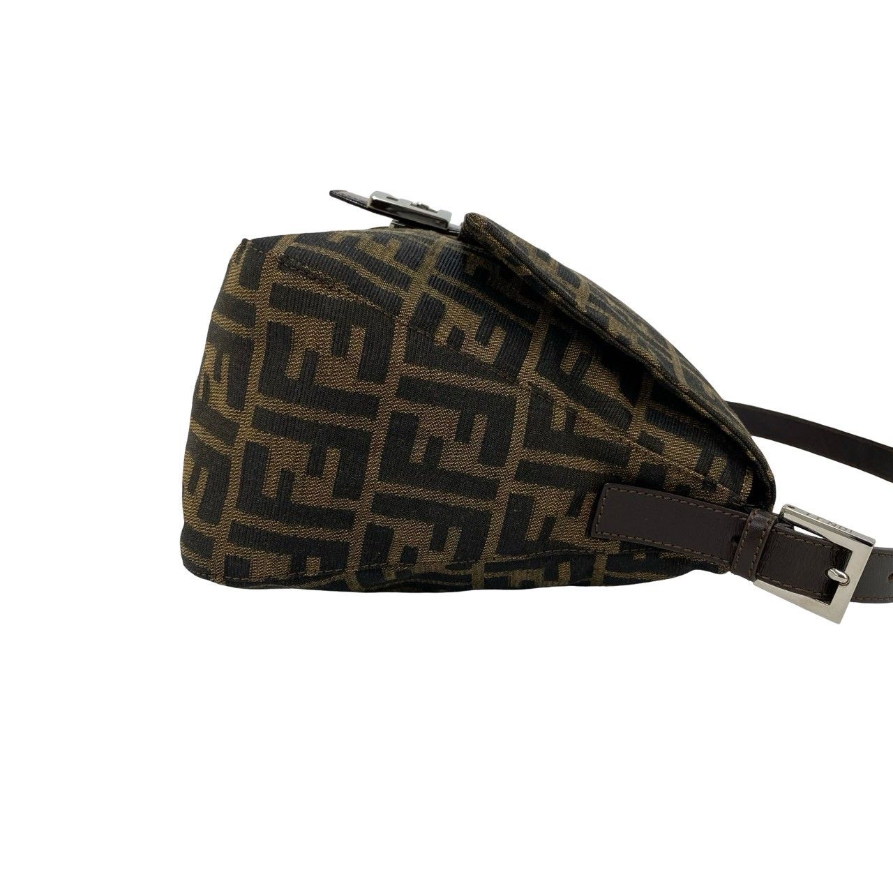 Fendi Mamma Bucket Zucca FF Logo Pattern Canvas Leather Shoulder Bag Brown — view 6
