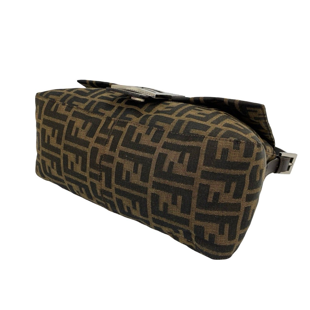 Fendi Mamma Bucket Zucca FF Logo Pattern Canvas Leather Shoulder Bag Brown — view 8
