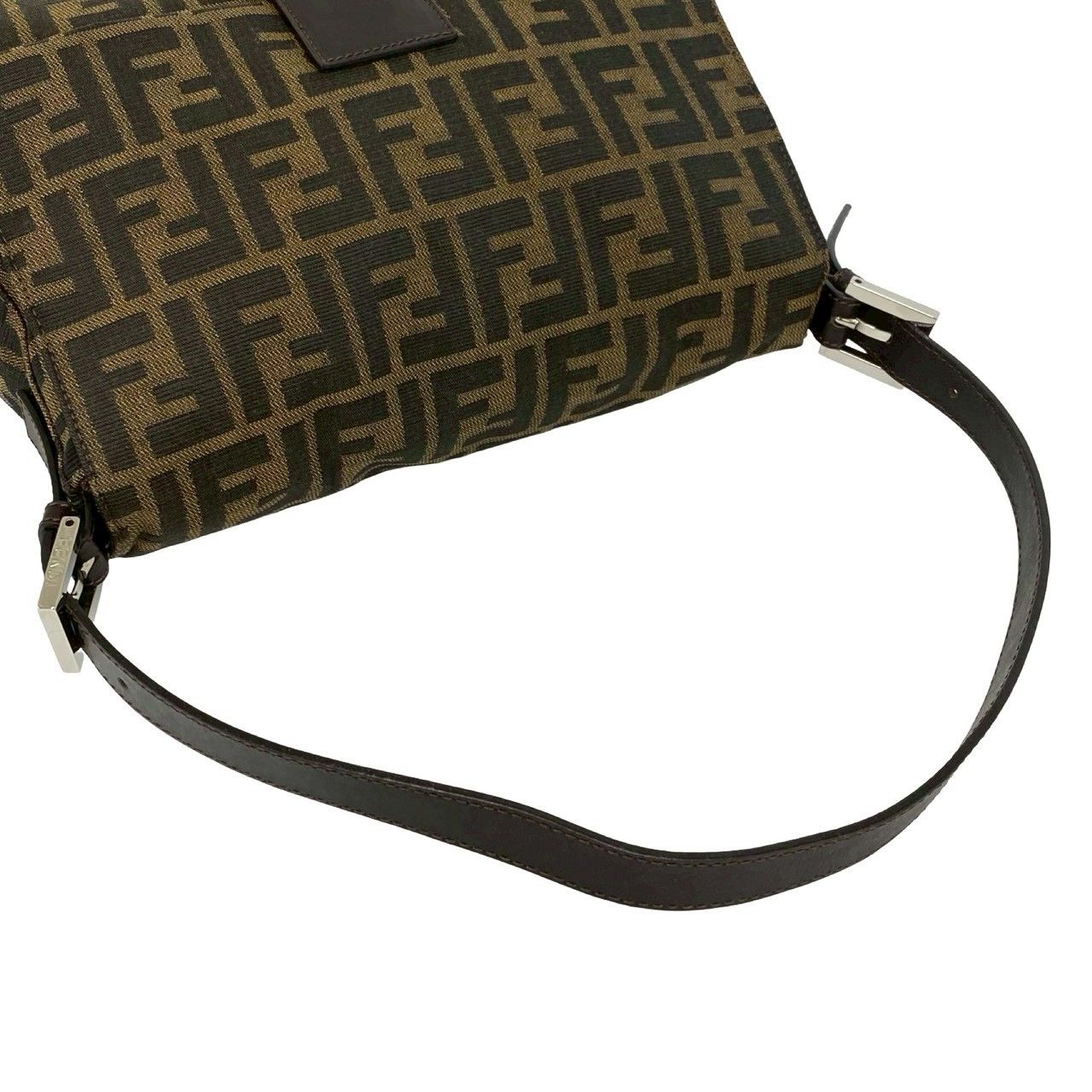 Fendi Mamma Bucket Zucca FF Logo Pattern Canvas Leather Shoulder Bag Brown — view 4