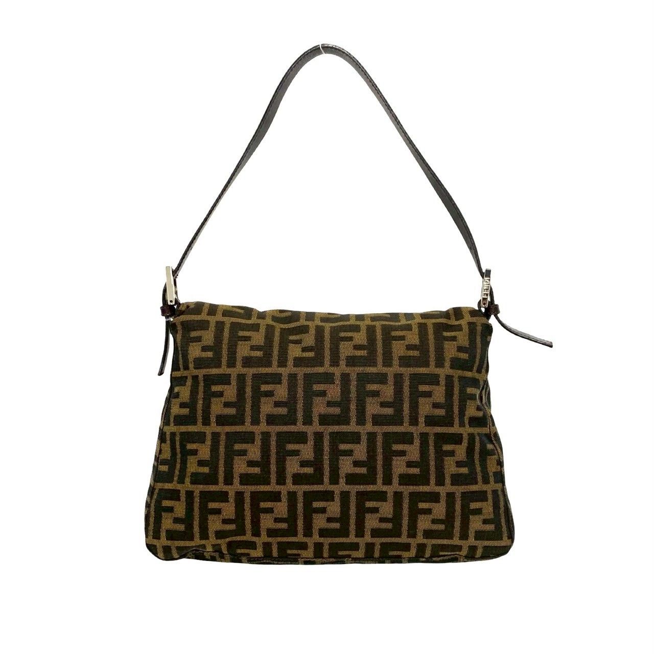 Fendi Mamma Bucket Zucca FF Logo Pattern Canvas Leather Shoulder Bag Brown — view 3