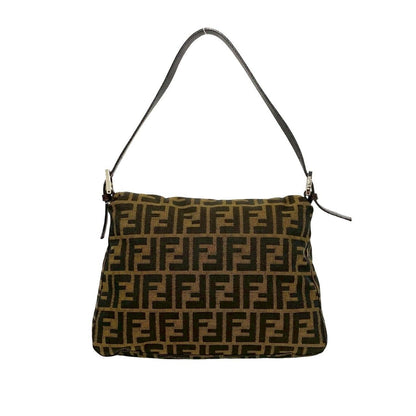 Fendi Mamma Bucket Zucca FF Logo Pattern Canvas Leather Shoulder Bag Brown — view 3