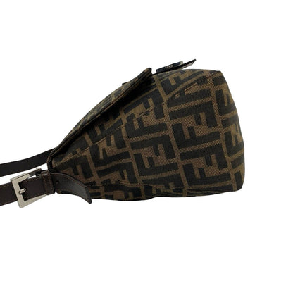 Fendi Mamma Bucket Zucca FF Logo Pattern Canvas Leather Shoulder Bag Brown — view 5