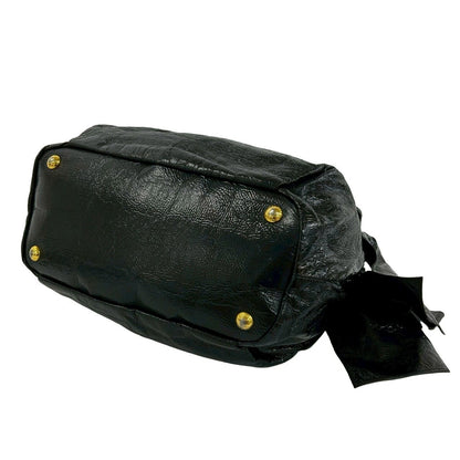 Prada Logo Side Ribbon Leather 2-Way Shoulder Bag Mini Tote Black — view 8