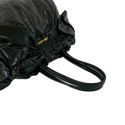 Prada Logo Side Ribbon Leather 2-Way Shoulder Bag Mini Tote Black — view 4