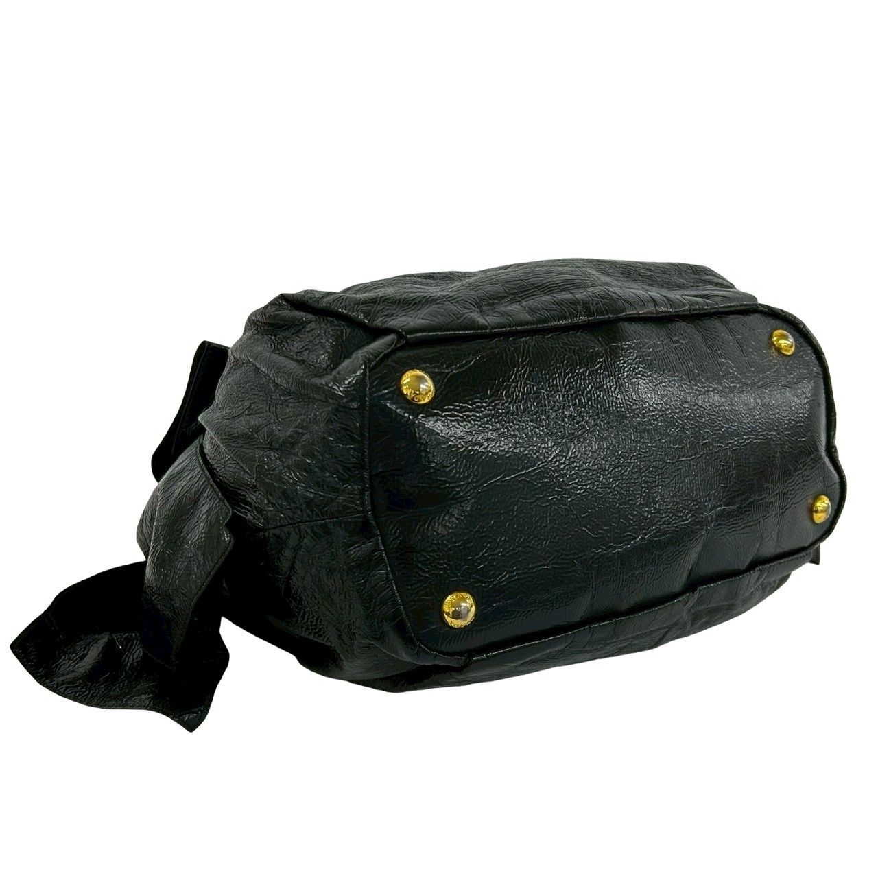 Prada Logo Side Ribbon Leather 2-Way Shoulder Bag Mini Tote Black — view 7