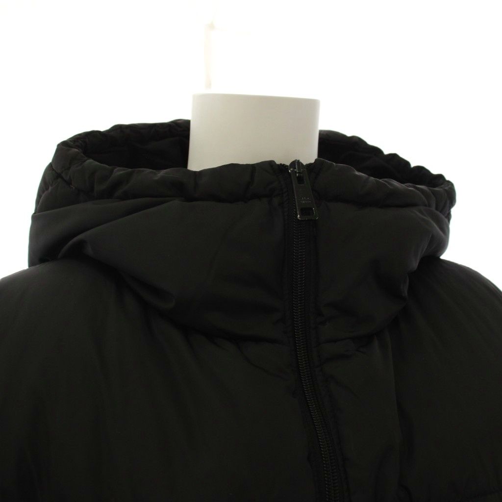 Prada Re-Nylon Down Coat Hoodie Triangle Logo 42 Black — view 4