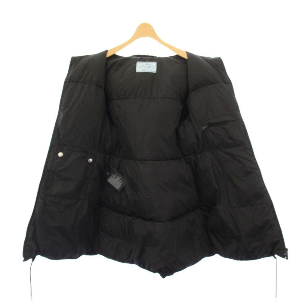 Prada Re-Nylon Down Coat Hoodie Triangle Logo 42 Black — view 7