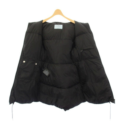 Prada Re-Nylon Down Coat Hoodie Triangle Logo 42 Black — view 7