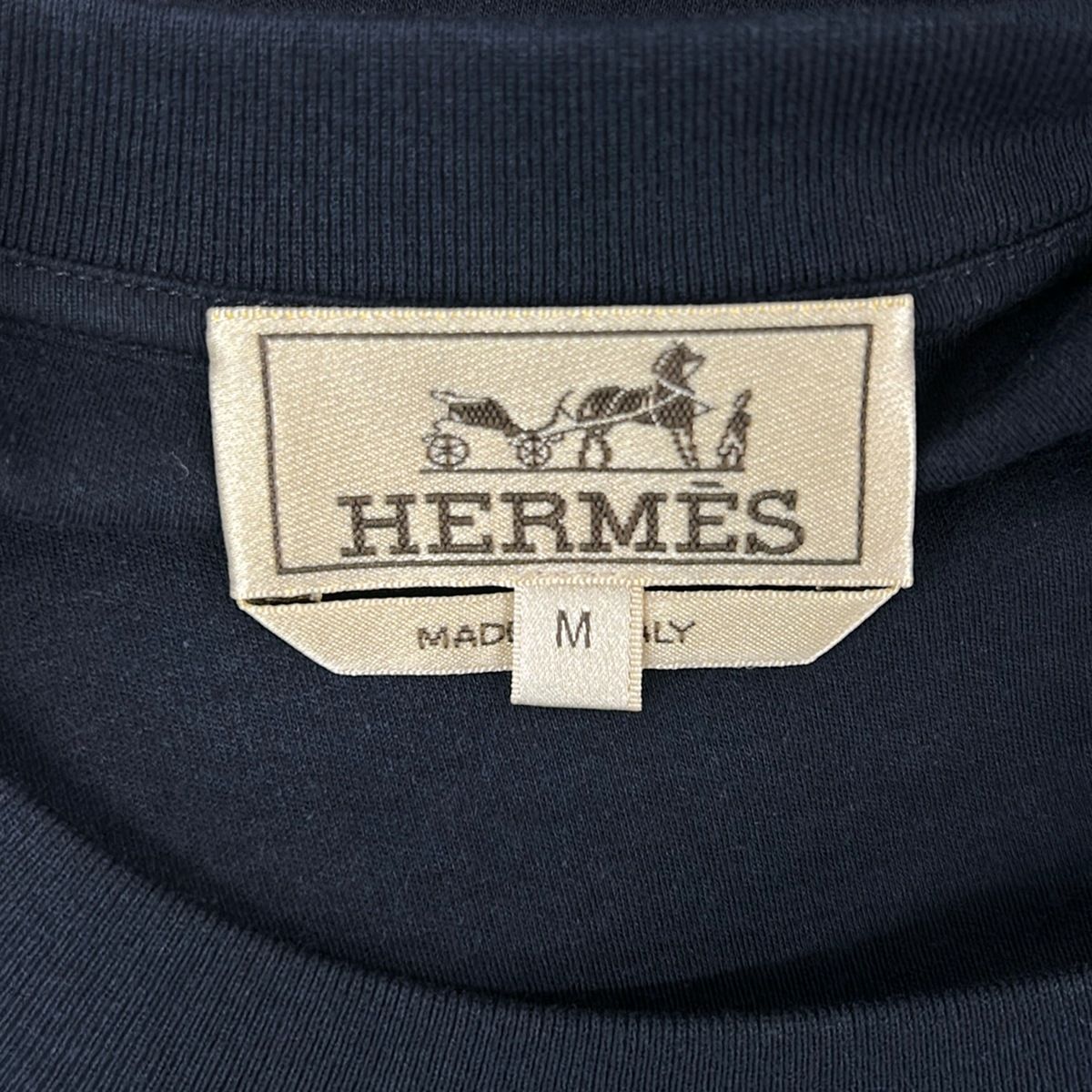 Hermes Short Sleeve T-Shirt M Dark Navy Dark Brown Multi Crew Neck Cashmere — view 3