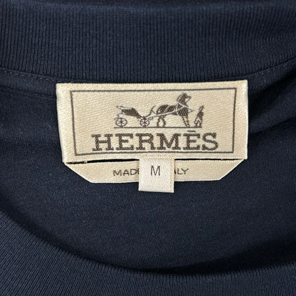 Hermes Short Sleeve T-Shirt M Dark Navy Dark Brown Multi Crew Neck Cashmere — view 3