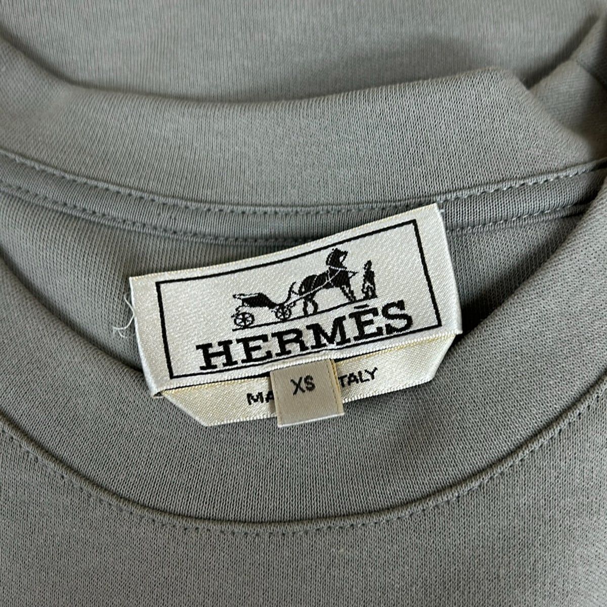 Hermes Short Sleeve Top XS Gray Beige Crew — view 5