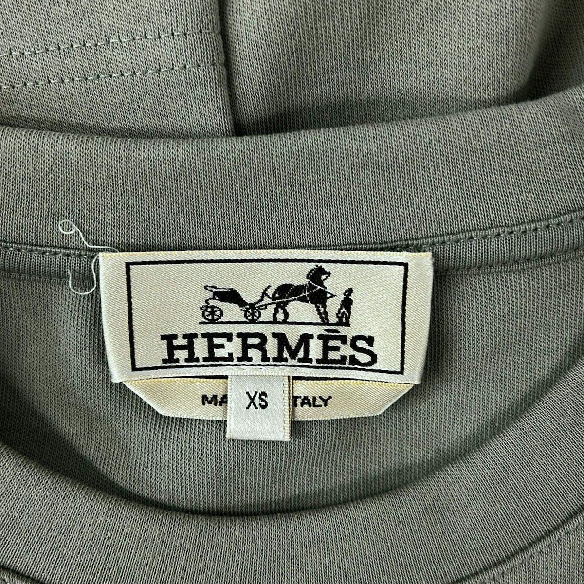 Hermes Short Sleeve Top XS Gray Beige Crew — view 3