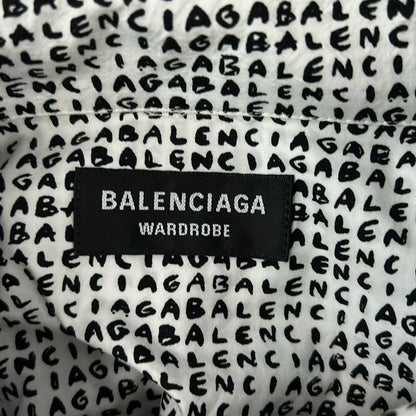 Balenciaga Short Sleeve Shirt 37 White Black Wardrobe Logo — view 3