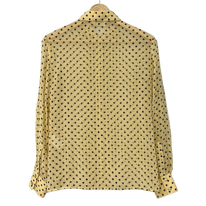 Celine Long Sleeve Shirt Blouse 34 S Dark Yellow Dark Brown Silk Dot Pattern — view 2