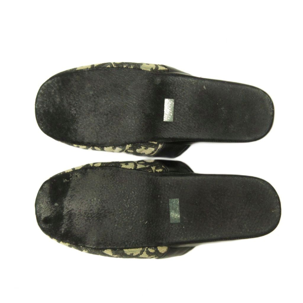 Dior Sandals le Monsieur Trotter Pattern Canvas Switch Leather Beige Black — view 7