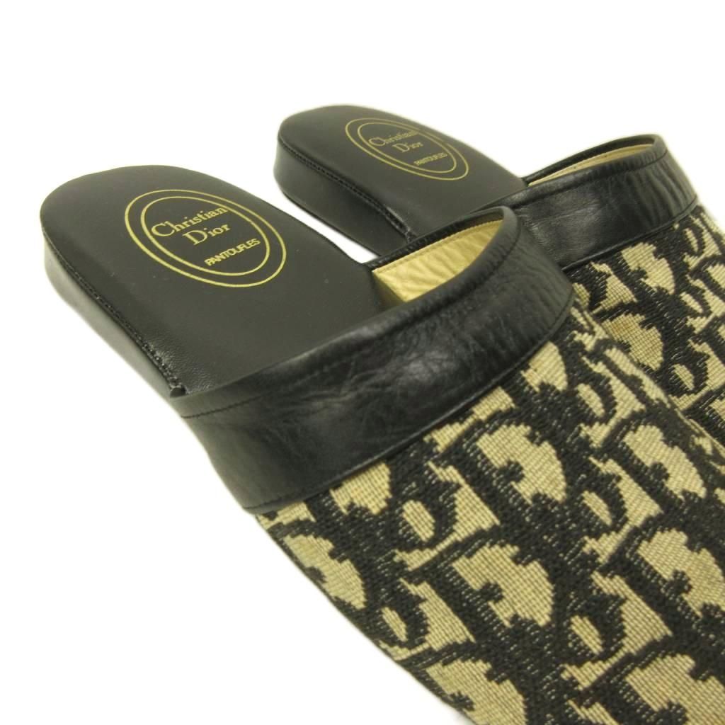 Dior Sandals le Monsieur Canvas Switch Leather Trotter Pattern Beige Black — view 4