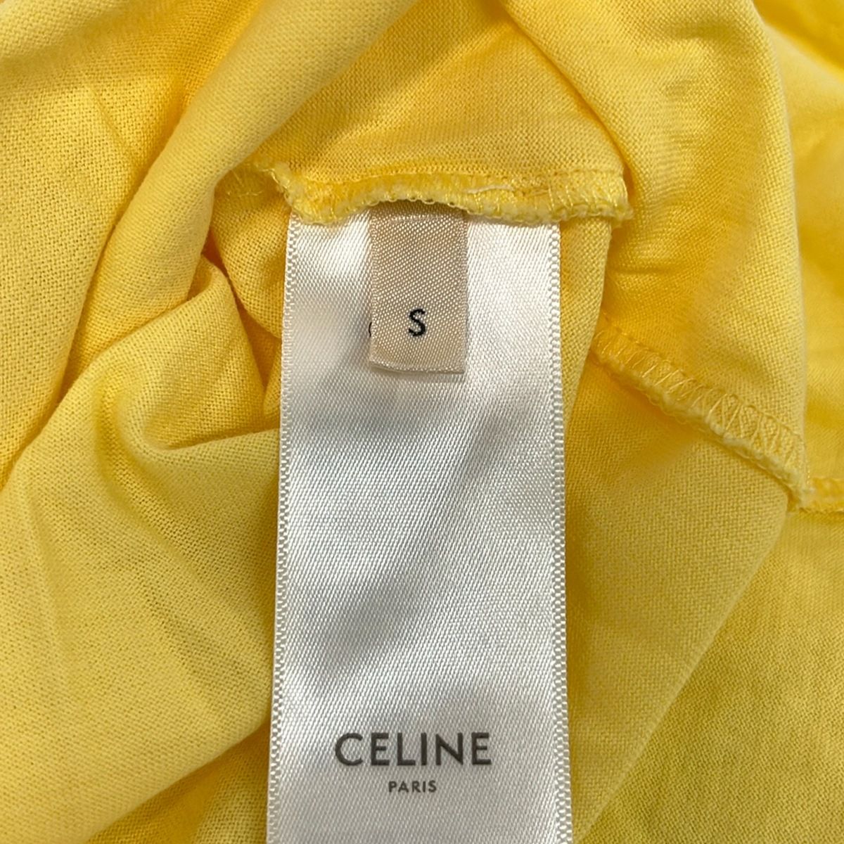 Celine Short Sleeve T-Shirt S Yellow White Light Gray Crew — view 4