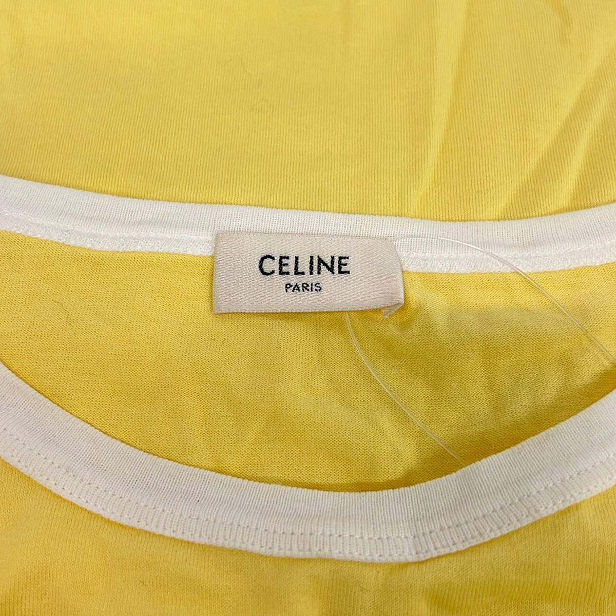 Celine Short Sleeve T-Shirt S Yellow White Light Gray Crew — view 3
