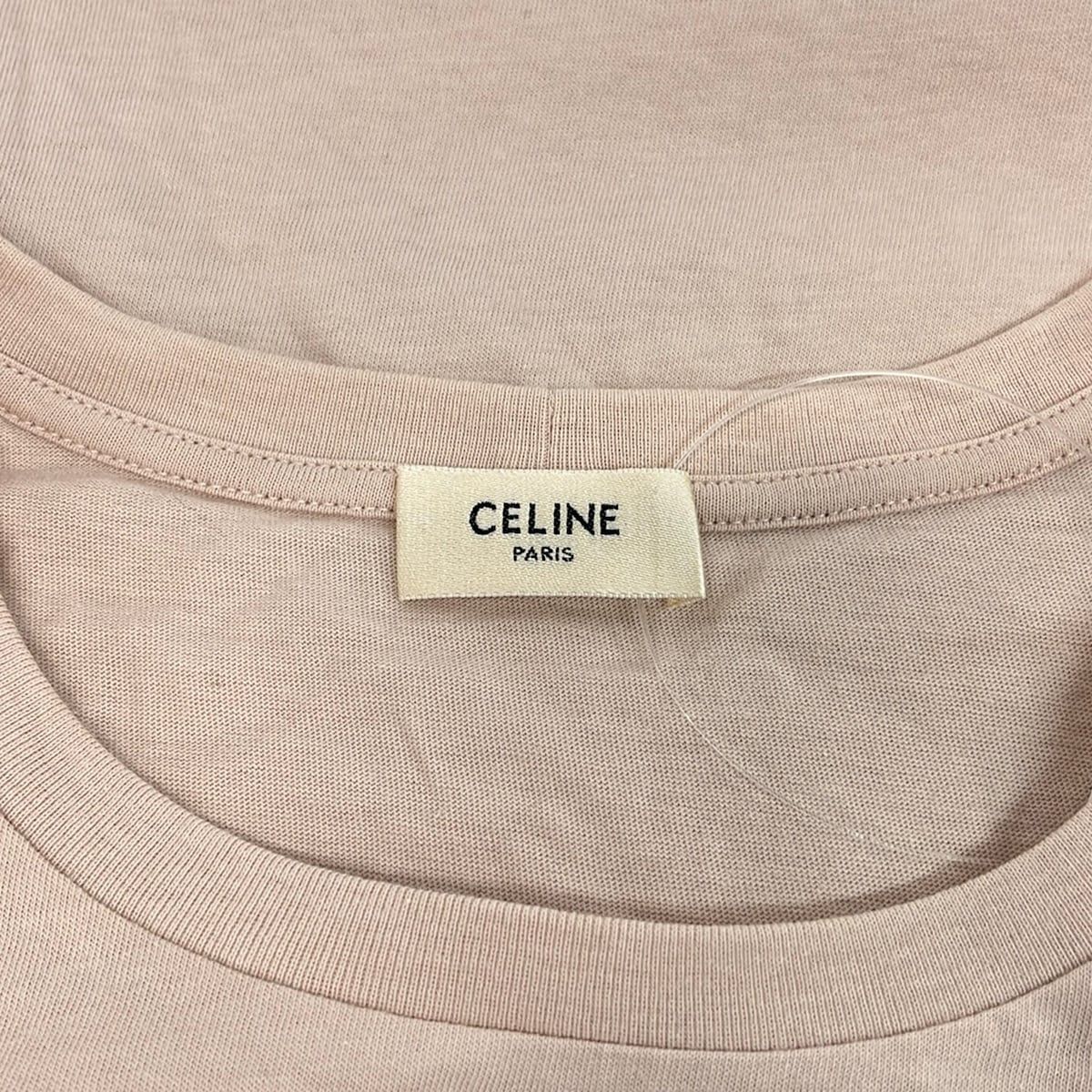 Celine Short Sleeve T-Shirt XS Pink Beige Bordeaux Crew — view 3