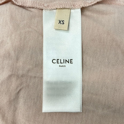 Celine Short Sleeve T-Shirt XS Pink Beige Bordeaux Crew — view 5